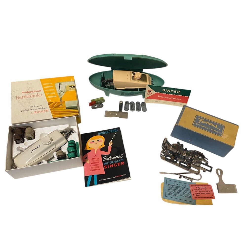 Vintage SINGER Buttonhole Sewing Machine Lot Of 3 Machines Plus Attachments
